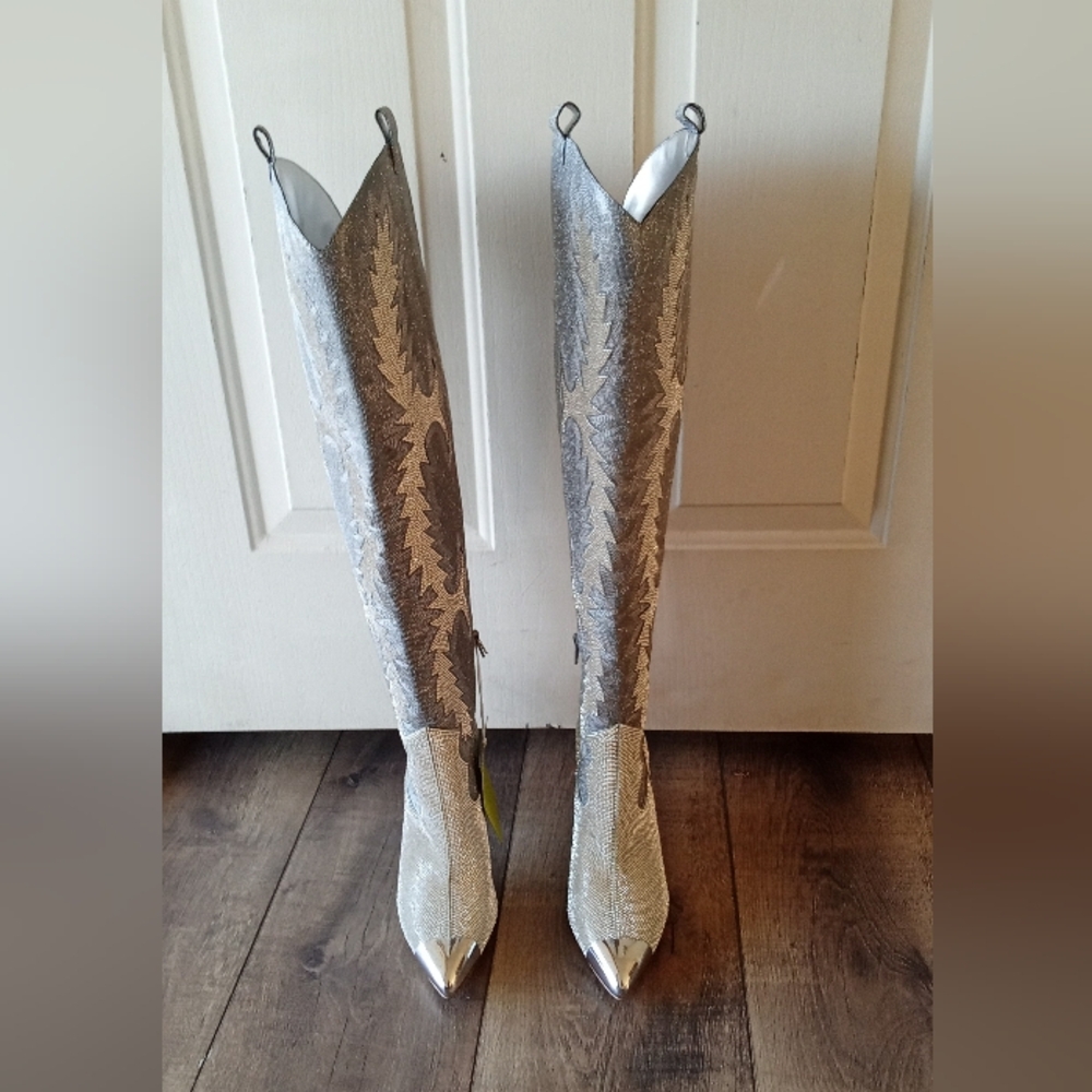 Gianni Bini Over The Knee Rhinestone Cowboy Boots Size 8 - Picture 4 of 6